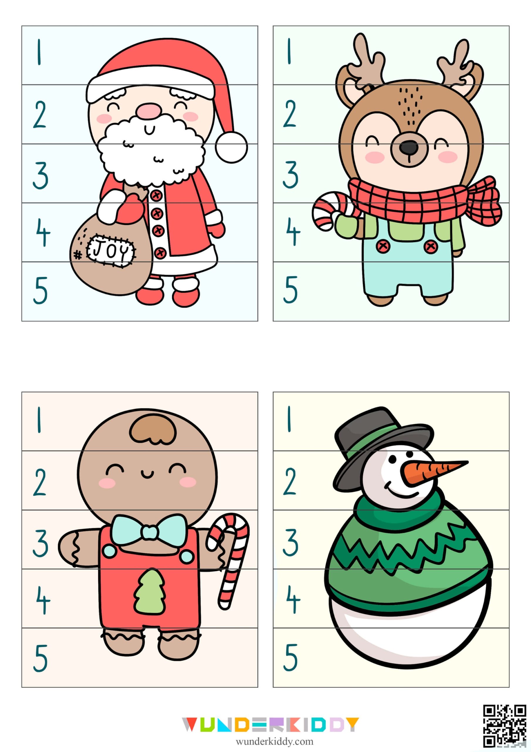 Christmas Preschool Puzzle Worksheets