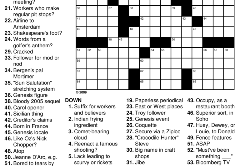 Themed Printable Crossword Puzzles