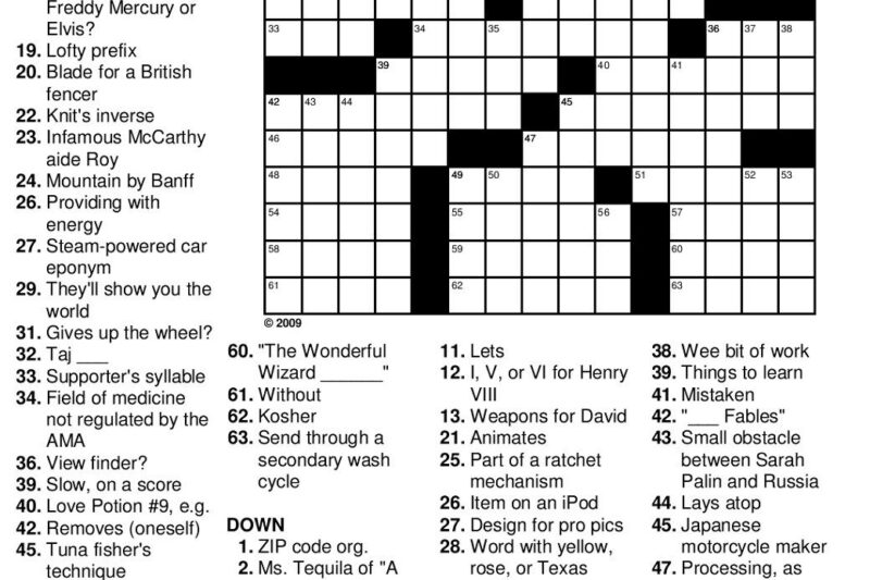 Printable Easy To Medium Crossword Puzzles