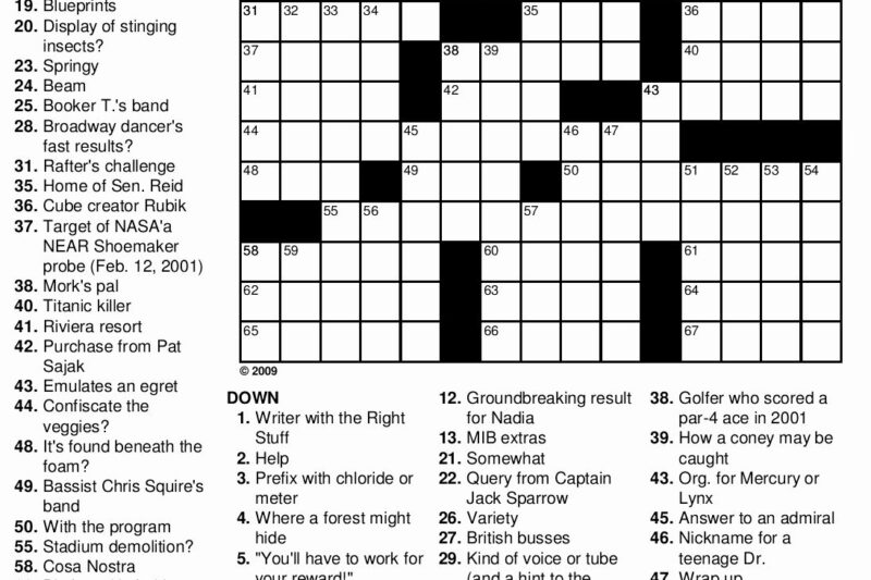 Hard Crossword Puzzles Printable
