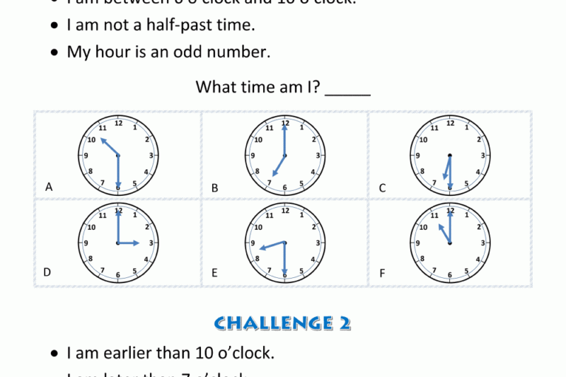 Puzzle Time Worksheets
