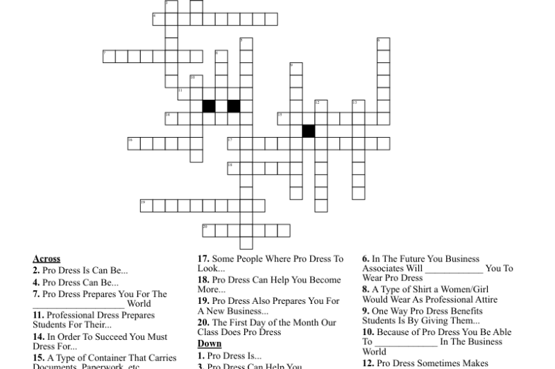 Dress Crossword Puzzle