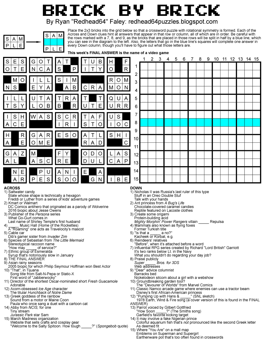 Redhead64 s Obscure Puzzle Blog PUZZLE 70 Brick By Brick