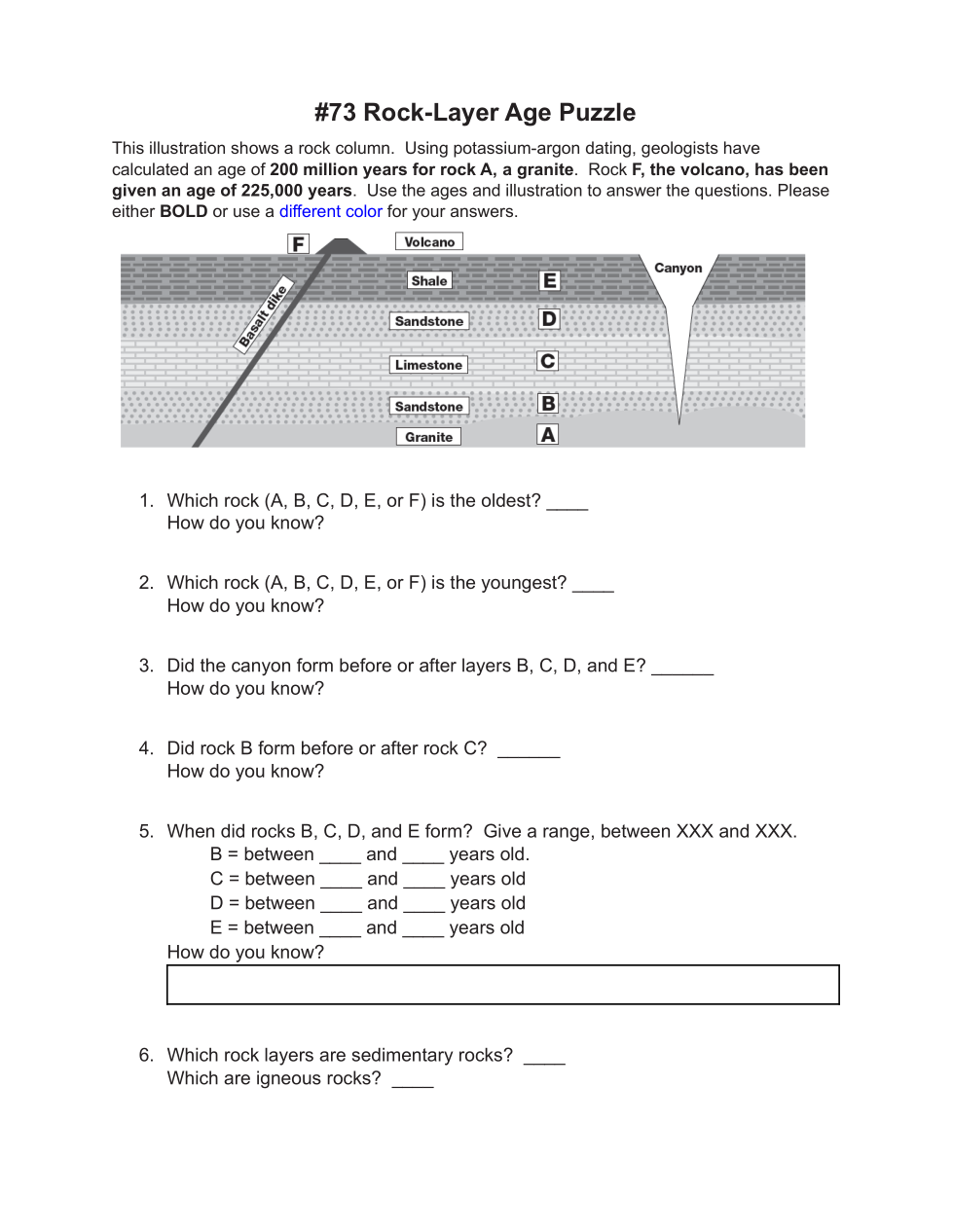 Rock Layer Puzzle Melissa Allen Library Formative