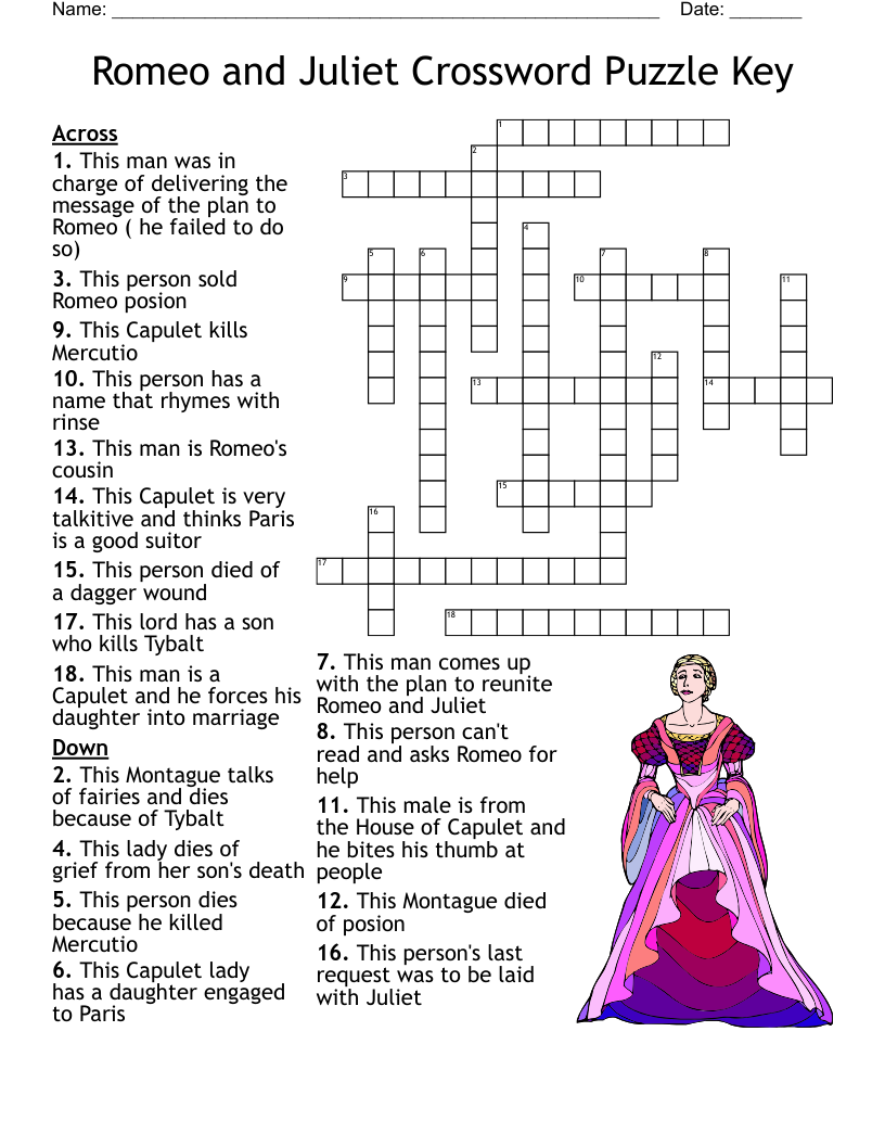 Romeo And Juliet Crossword Puzzle WordMint