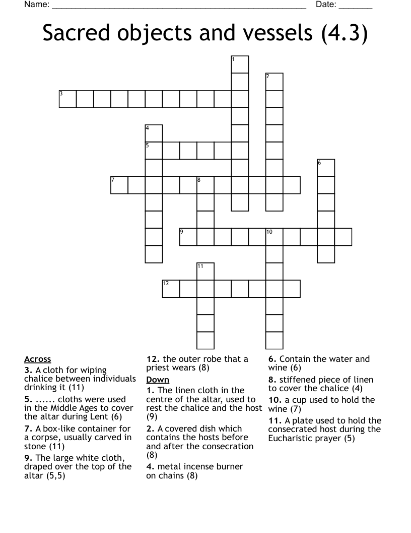 Sacred Objects And Vessels 4 3 Crossword WordMint