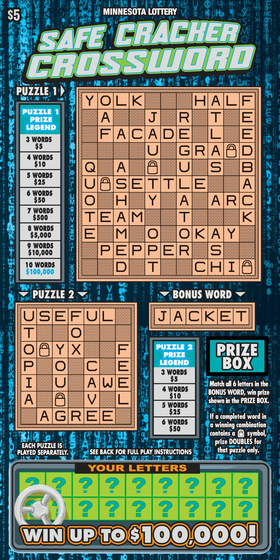 Safe Cracker Crossword The Minnesota Lottery