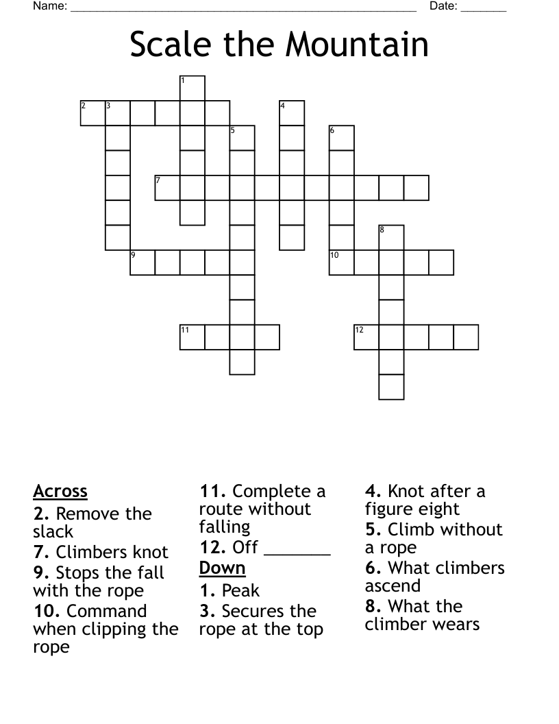 Scale The Mountain Crossword WordMint