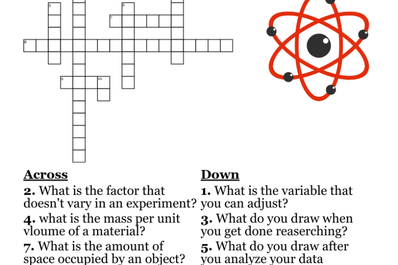 Free Crossword Science Puzzle Printable