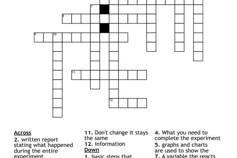 Scientific Method Review Worksheet Crossword Puzzle