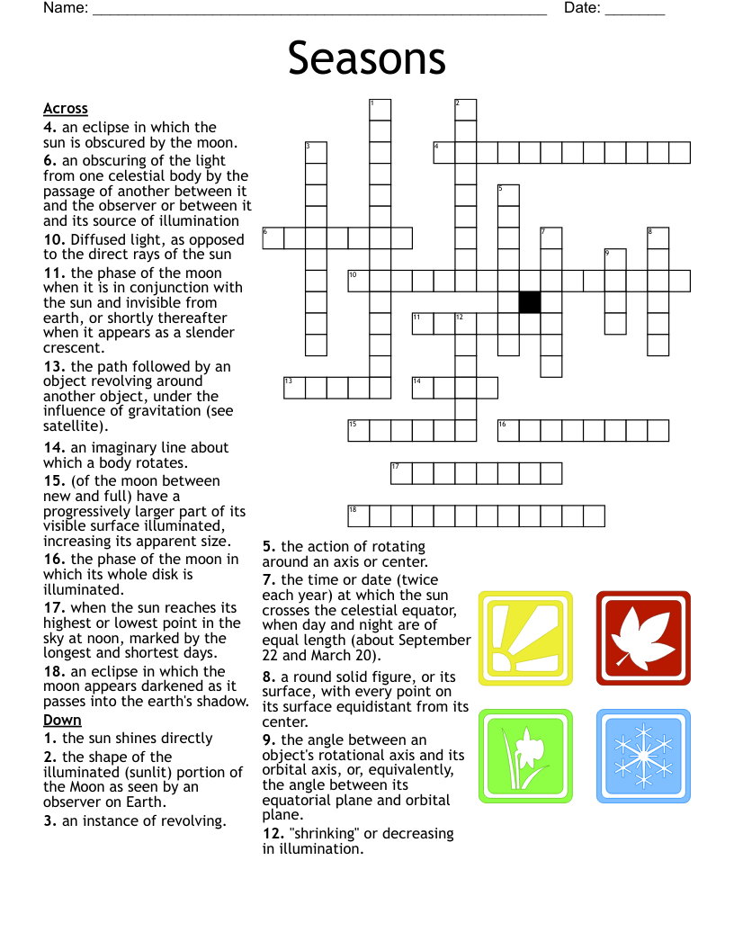Seasons Crossword Puzzle D WordMint