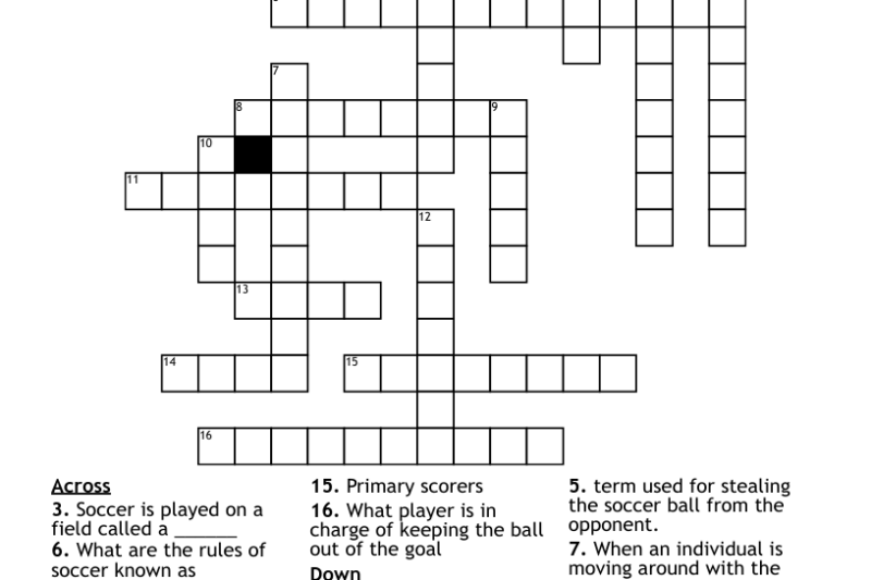 Soccer Crossword Puzzles Free Printable