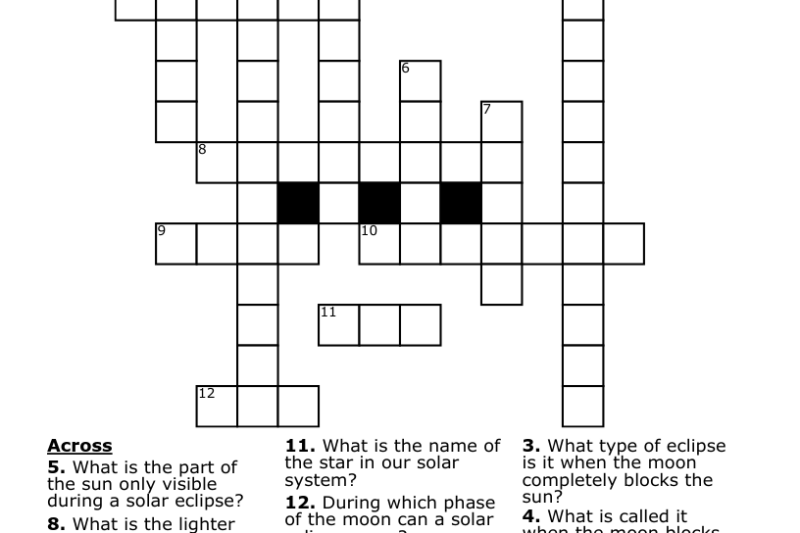 Solar Eclipse Crossword Puzzle