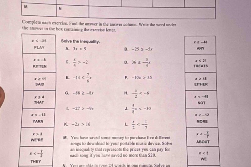 2.3 Puzzle Time Worksheet Answers