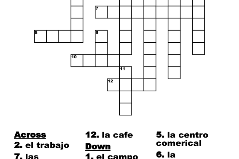 Printable Spanish English Crossword Puzzles