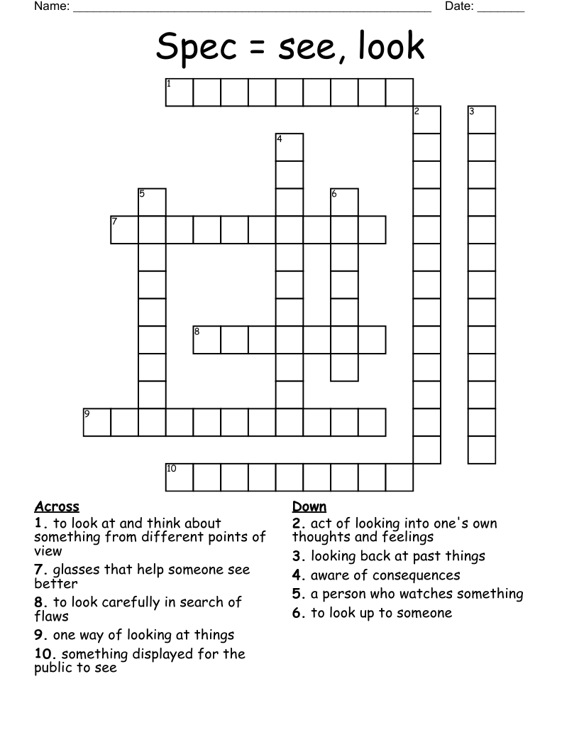 Spec U003d See Look Crossword WordMint