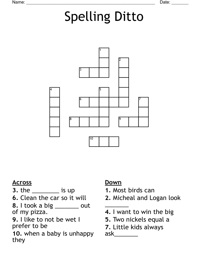 Spelling Ditto Crossword WordMint