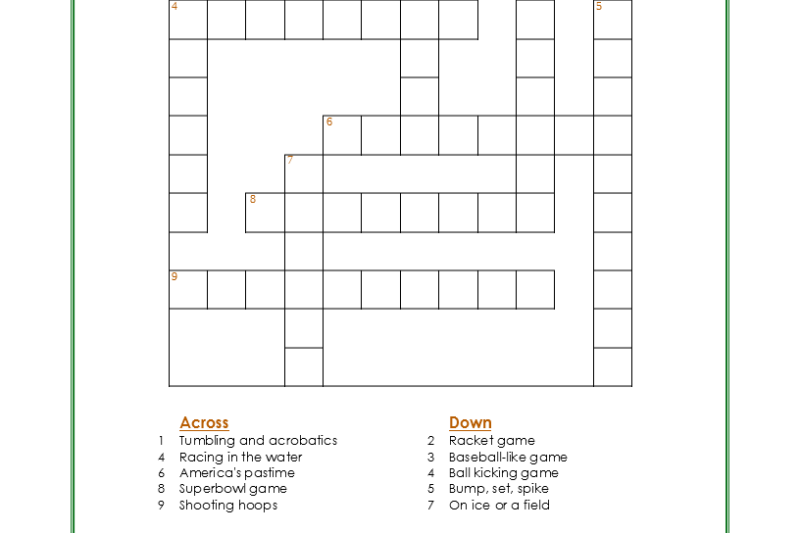 Printable Crossword Puzzles And Games