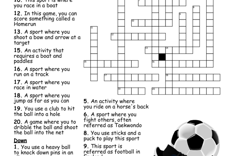 Printable Sports Crossword Puzzles For Adults