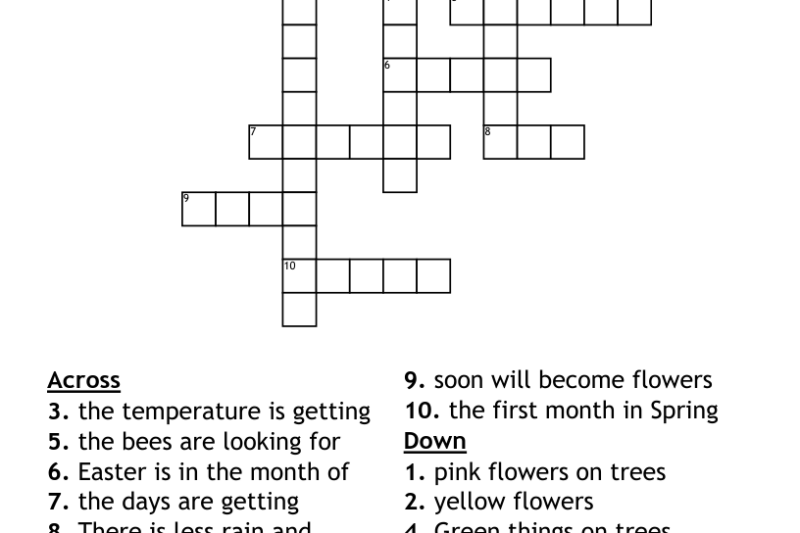Spring Break Crossword Puzzle Printable