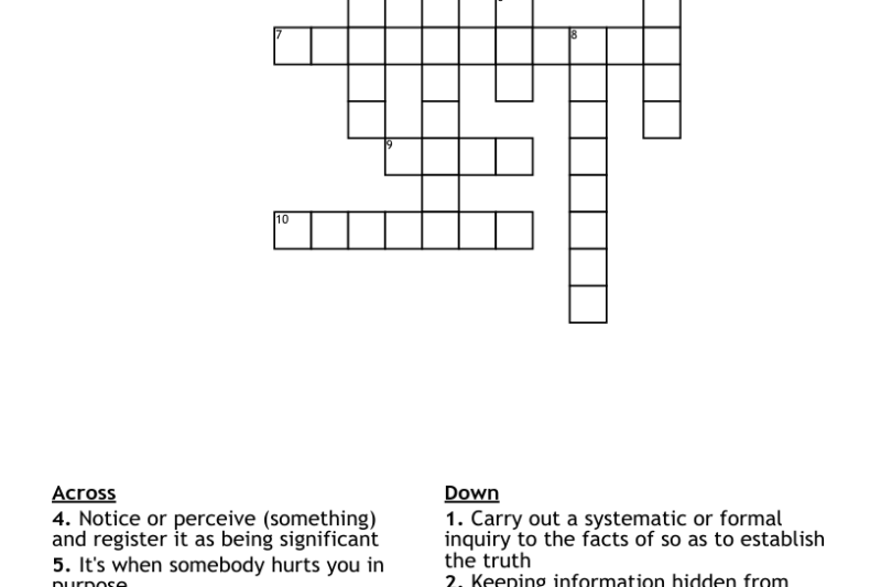 Spy Crossword Puzzle