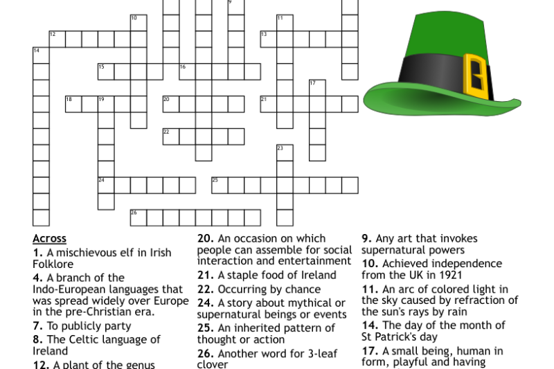 St Patrick’s Crossword Puzzle