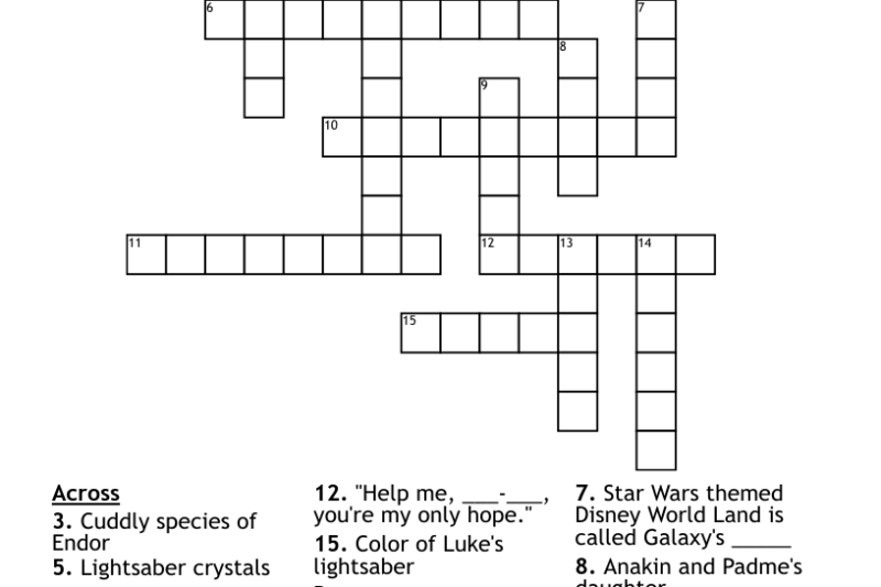 Star Wars Crossword Puzzle Printable