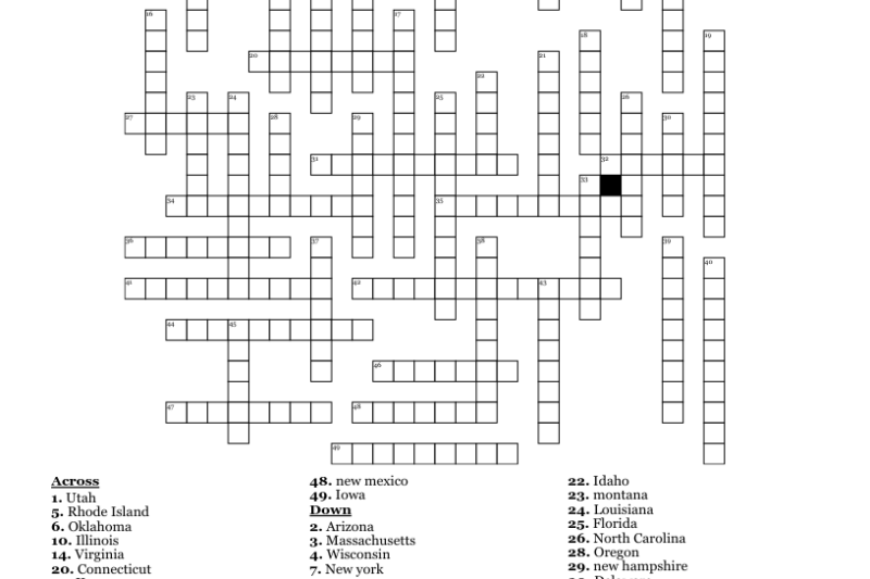 Printable North Of 49 Crossword Puzzles