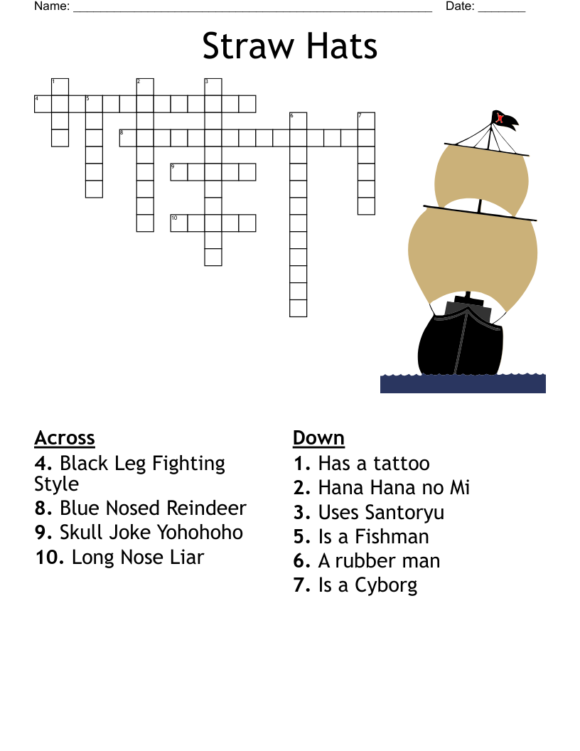 Straw Hats Crossword WordMint