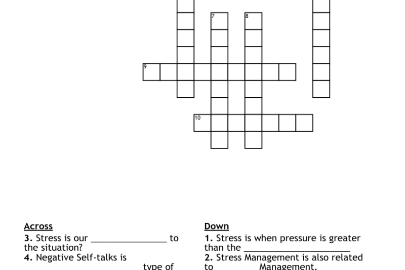 Printable Stress Management Crossword Puzzle
