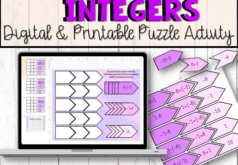 Subtracting Integers Puzzle Worksheet