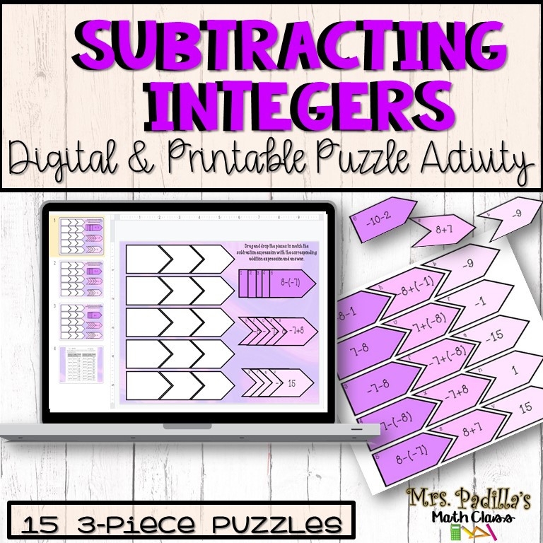 Subtracting Integers Matching Activity Amped Up Learning