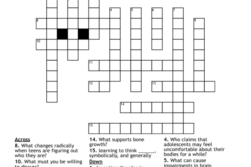 Printable Crossword Puzzles For Teens