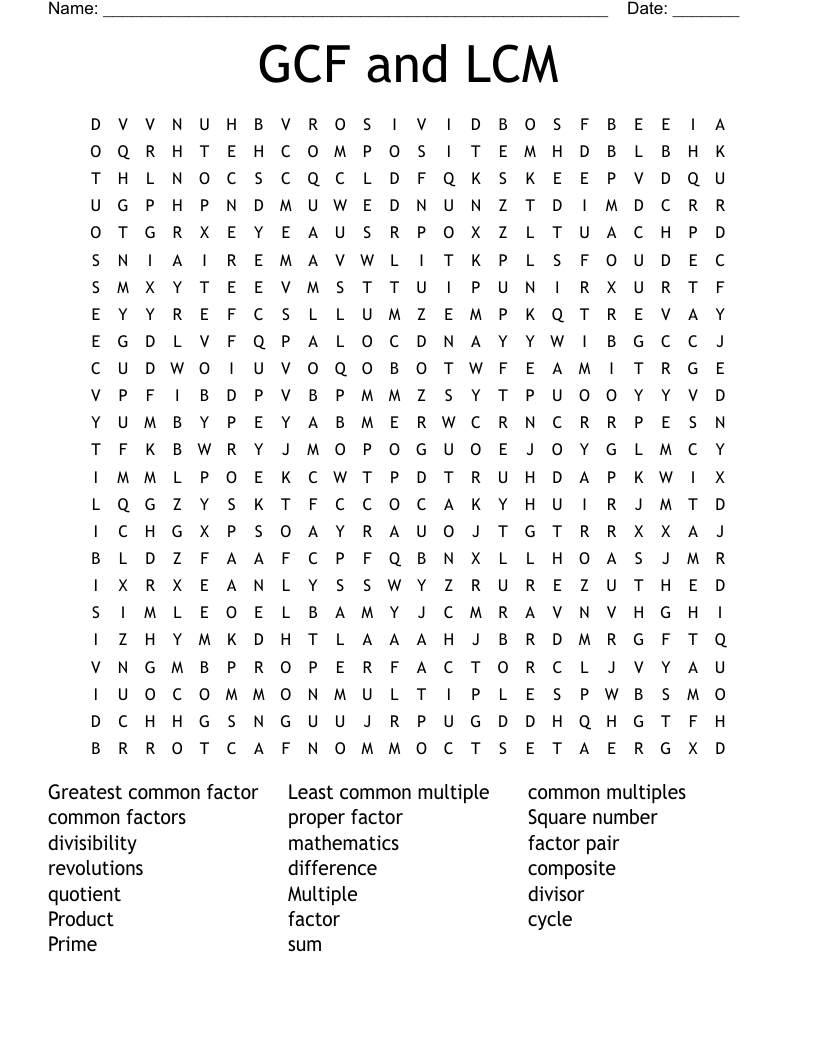 TenTors Math Teacher Resources GCF And LCM Worksheet Puzzle Worksheets Library