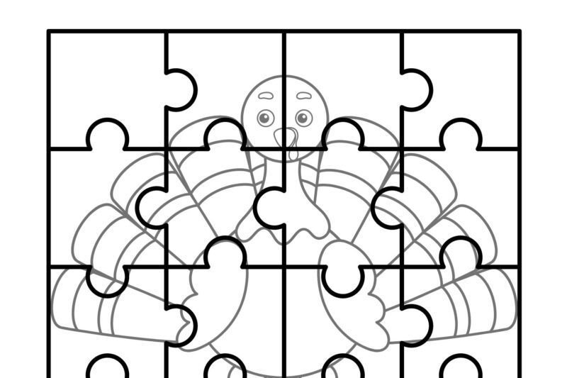 Find Shape Puzzle Coloring Worksheet Thanksgiving