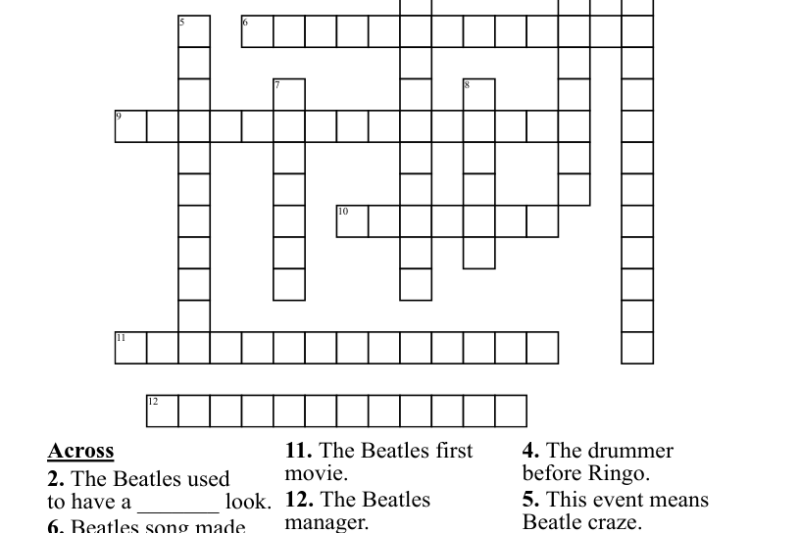 Beatles Song Crossword Puzzle