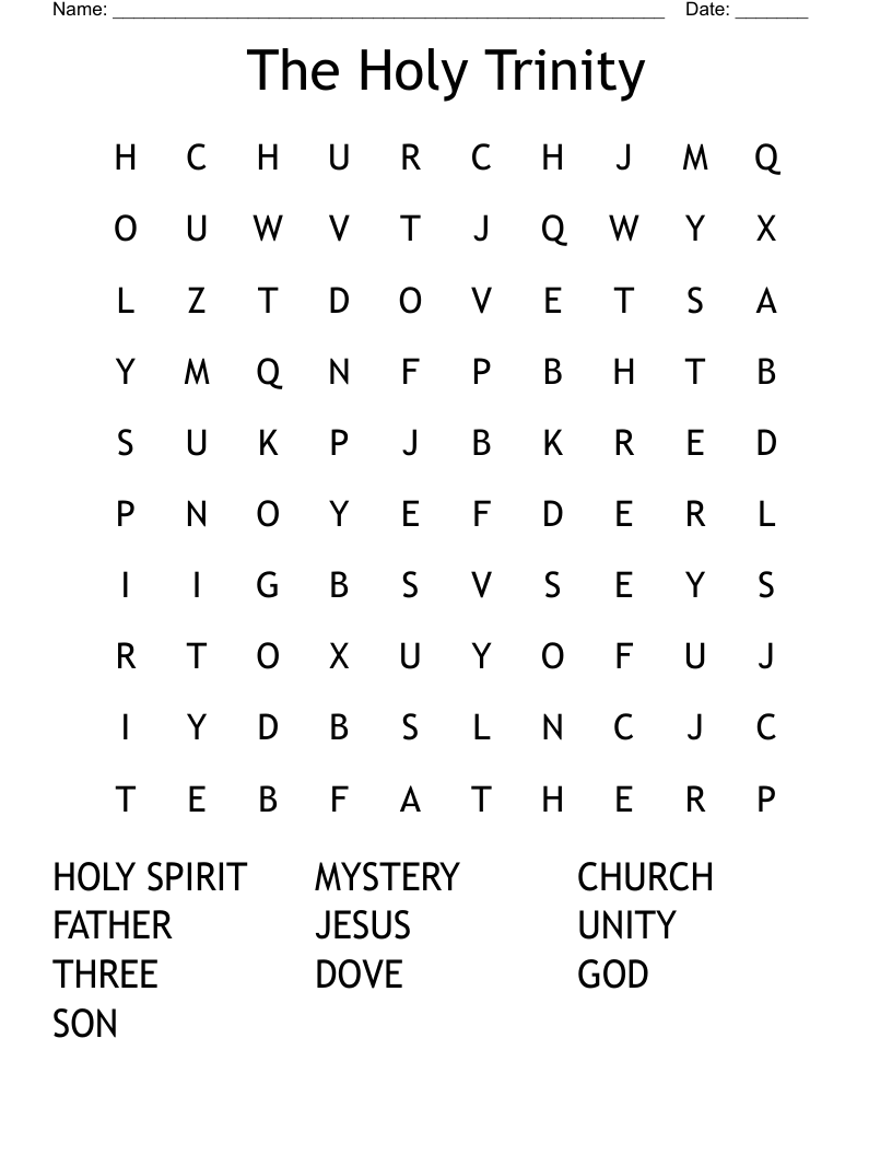 The Holy Trinity Word Search WordMint