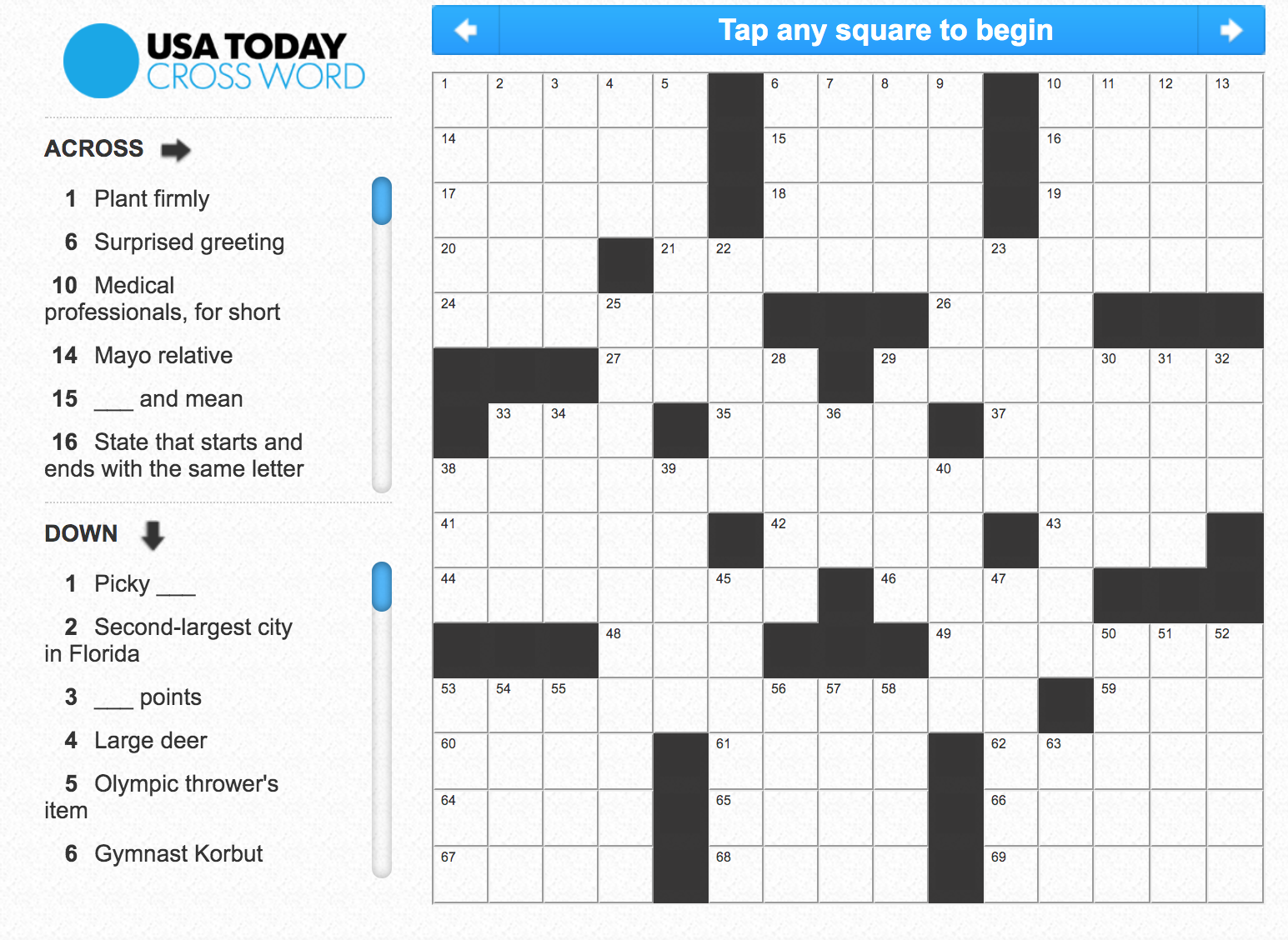Crossword Puzzle Usa Today Printable Crossword Puzzle Usa Today Printable