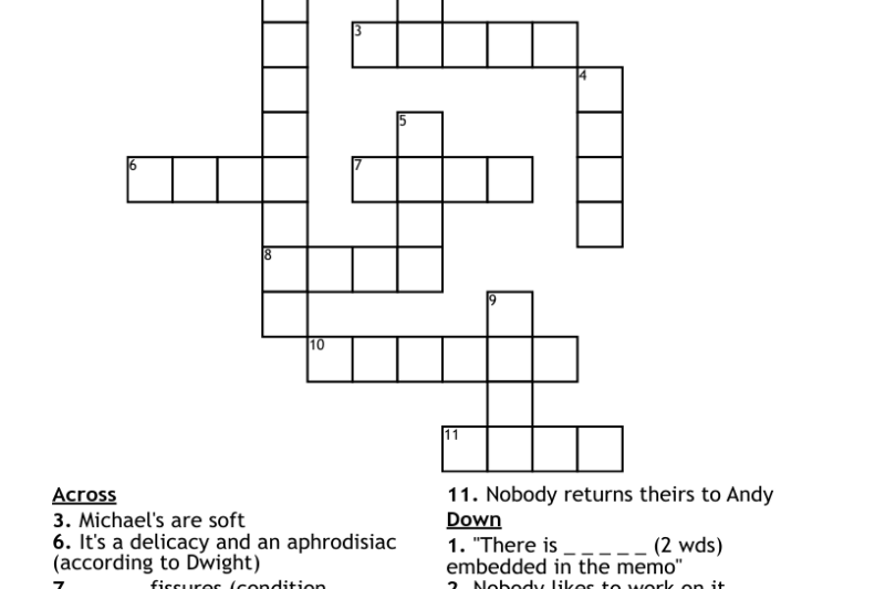 The Office Crossword Puzzle Printable