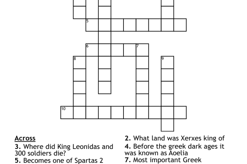 Spartan Queen Crossword Puzzle