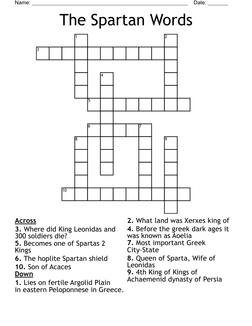 The Spartan Words Crossword WordMint