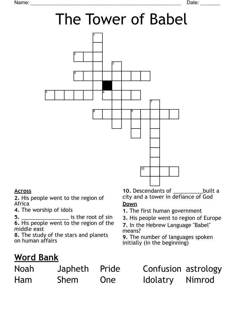 The Tower Of Babel Crossword WordMint