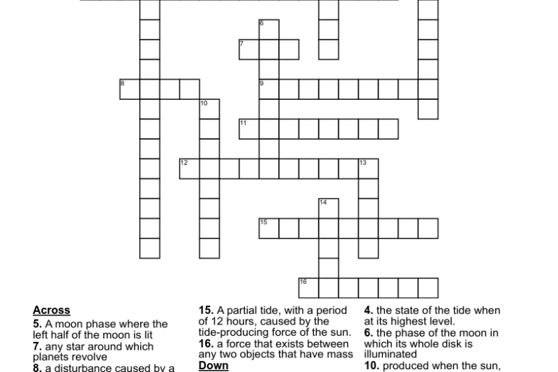 Tide Type Crossword Puzzle