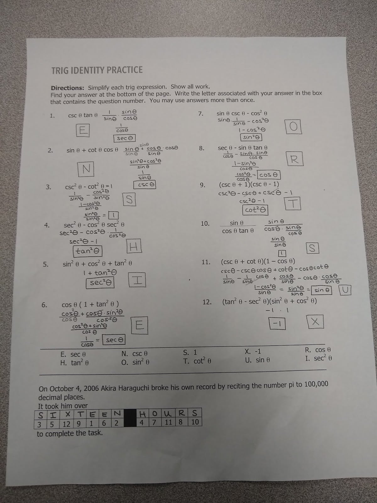 Trig Identities Challenge Activity Math U003d Love