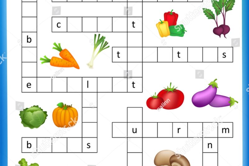 Vegetable Crossword Puzzle Worksheet