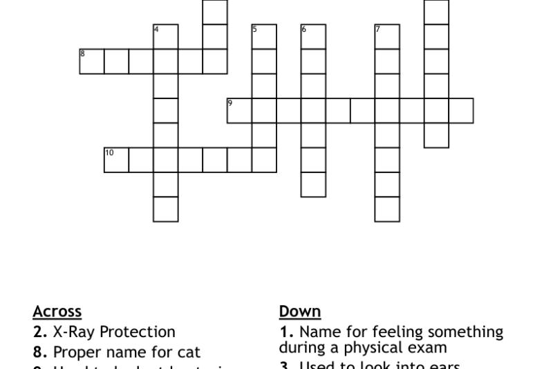 Veterinary Crossword Puzzle Printable
