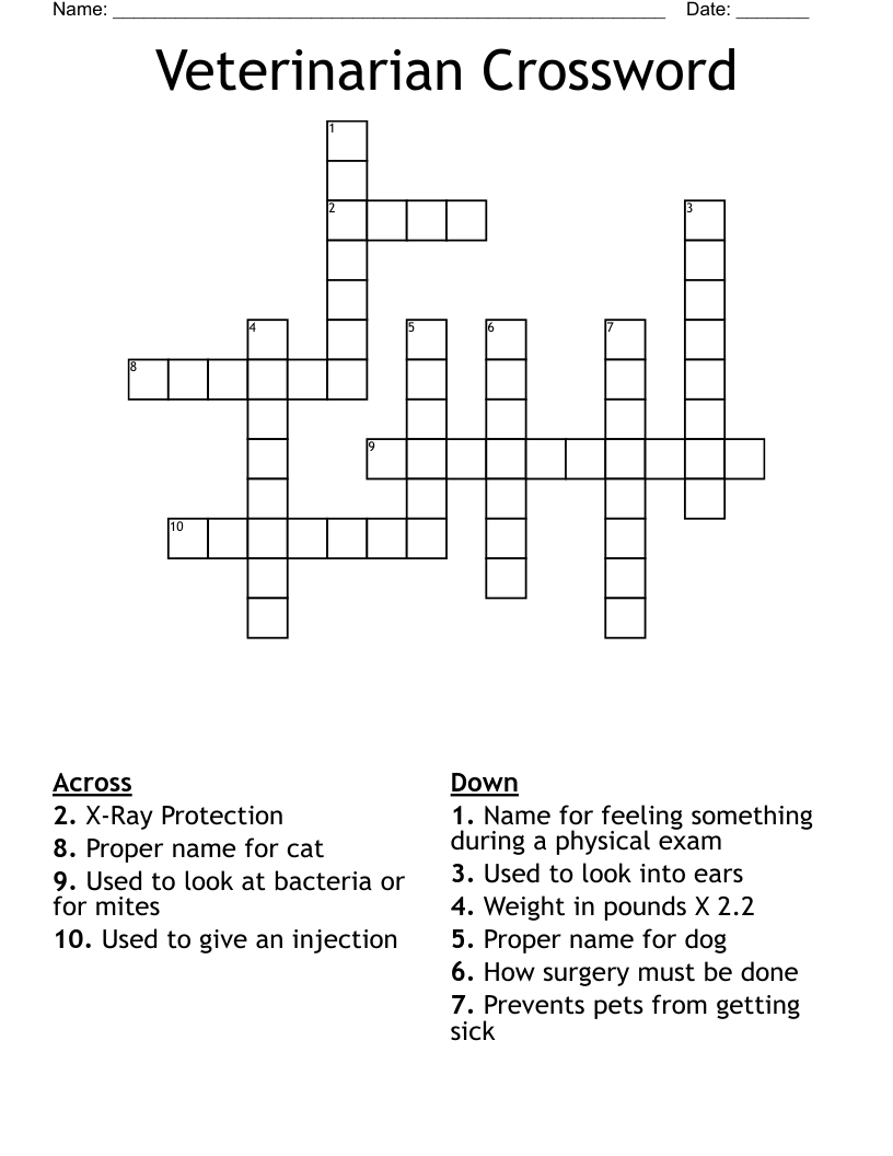 Veterinarian Crossword WordMint