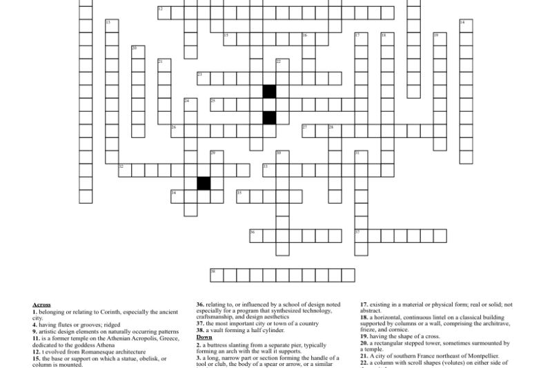 Curved Molding Crossword Puzzle