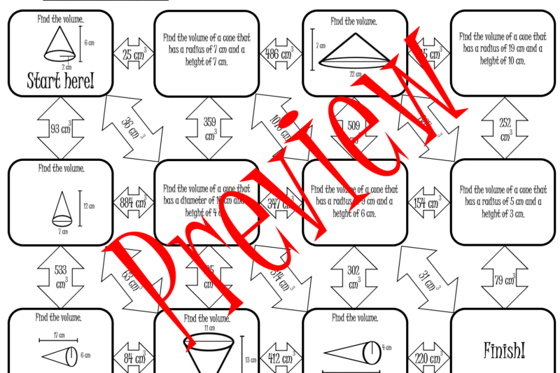 Volume Of Cones Puzzle Worksheet