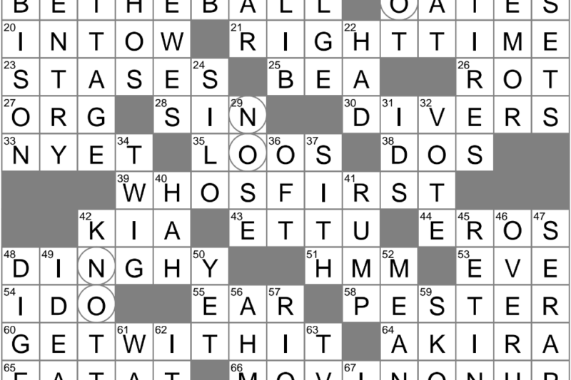 Category Crossword Puzzle Clue
